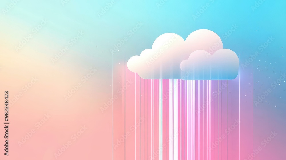 Poster a whimsical cloud adorned with colorful lights and sleek lines, perfect for adding charm to your mod