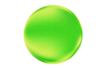 Vintage glowing circle with grain texture, 3d fresh green sphere or bubble. Light green round shape isolated design asset. Perfect for presentation, social media, web, logo design, transparent PNG