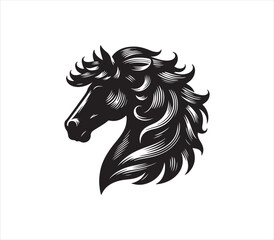 Horse head silhouette vector on white background