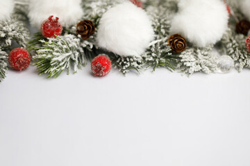 Christmas festive ornament with winter decoration on white background