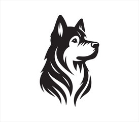 Fox head silhouette vector on white background