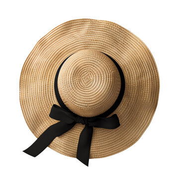 Elegant straw hat with a wide brim and black ribbon band, perfect for summer outings, beach days, and stylish sun protection.