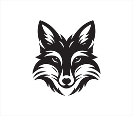 Fox head silhouette vector on white background