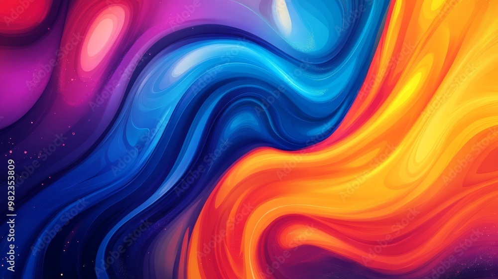 Poster a vibrant abstract background featuring swirling colors and fluid shapes, creating a dynamic and ene