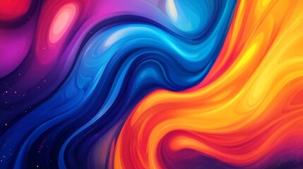 Obraz premium A vibrant abstract background featuring swirling colors and fluid shapes, creating a dynamic and energetic visual with bold hues and smooth gradients.