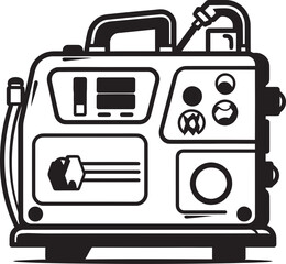Detailed Vector Illustration of a Modern Welding Machine with Comprehensive Technical Details