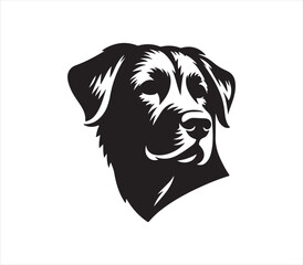 Dog head silhouette vector on white background