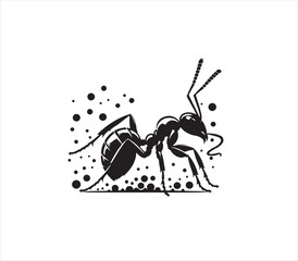 Ant silhouette vector on white background