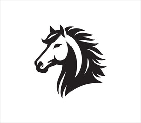 Horse head silhouette vector on white background