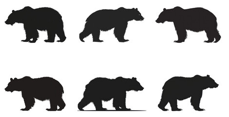 A series of six black bear silhouettes walking in a line