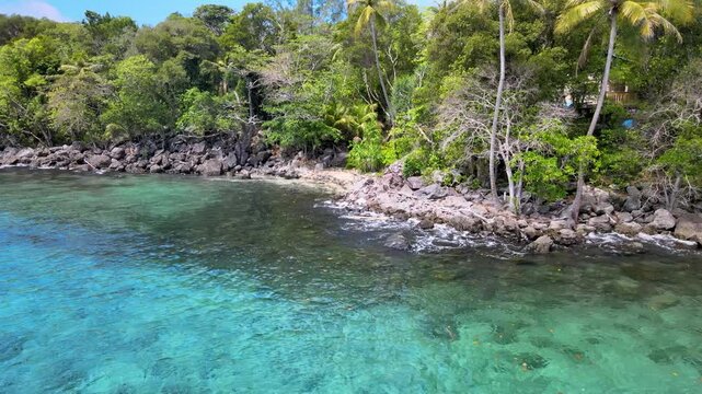 Emerald Green Sea Framing a Serene Tropical Island Beach