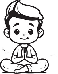 Obraz premium Namaste Pose Vector Illustration of Character