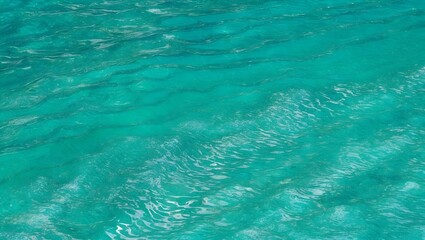 close-up view of a body of water with a turquoise hue