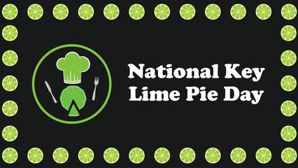 National Key Lime Pie Day vector banner design with geometric shapes and vibrant colors on a horizontal background.