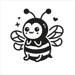 A cute Bee  silhouette  vector art illustration 