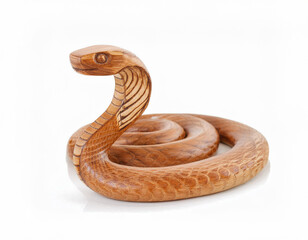 Wooden snake figure isolated on white background. Chinese zodiac concept for new year 2025