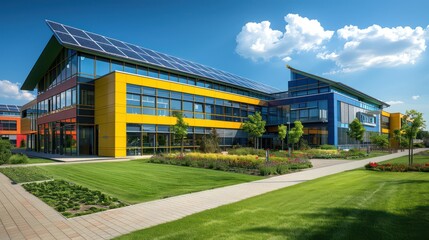 Fototapeta premium Solar panels are a modern energy alternative that helps reduce costs and promotes long-term sustainability effectively.