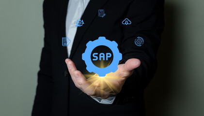 ERP system concept. SAP Systems applications and products