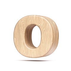 Plywood font Letter O 3D