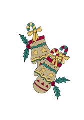 a pair of warm mittens with Christmas themed patterns, vector