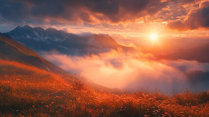 Naklejka premium Serene Nature Landscape Wallpaper: High-Quality Scenic Backgrounds in Full HD