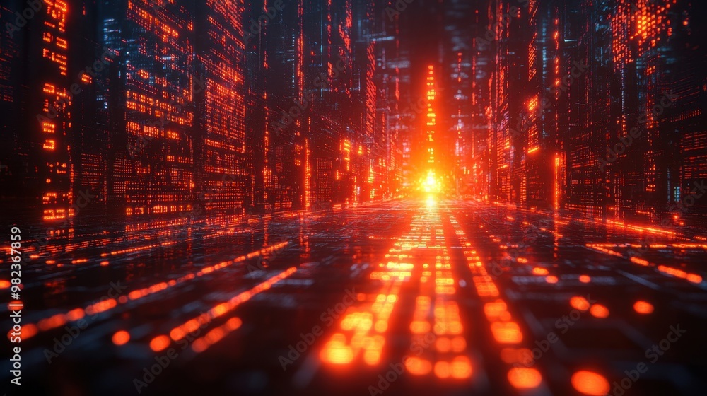 Poster illustration of ai brain connected to real-time stock market data, reflecting modern technology that