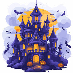 A autumn postcard design for Scary Halloween with Cute characters. Horror story Trick-or-treating. Colorful Vector illustration for flyer and social media post.