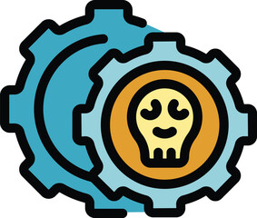 This vector illustration of a skull lightbulb inside of a gear is perfect for projects related to dangerous ideas