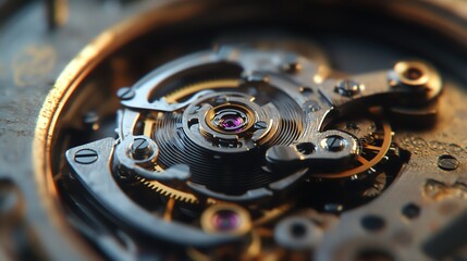 Close-up of a watchmaker working on a watch with tweezers.