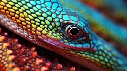 Fototapeta premium Close Up of a Colorful Lizard's Eye