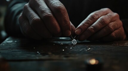 Person cutting diamond