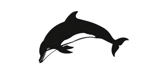 Obraz premium A black and white dolphin is leaping out of the water