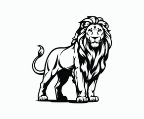 Wild majestic lion silhouette EPS vector animal illustration template on a white background