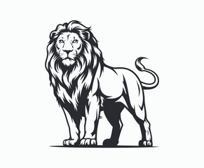 Fototapeta premium Wild majestic lion silhouette EPS vector animal illustration template on a white background