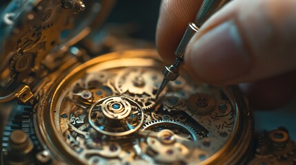 A watchmaker's hand working on the inner workings of a watch.