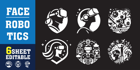 Technology icon set. Containing 5g, ai, robotics, iot, biometric, geolocation, cloud computing and automation icon. Solid icon collection.