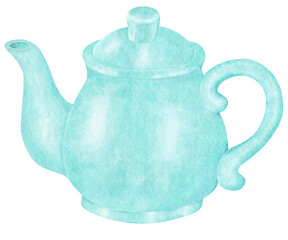 Teapot watercolor painting illustration