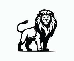 Obraz premium Wild majestic lion silhouette EPS vector animal illustration template on a white background