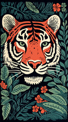Obraz premium Tiger amidst lush jungle foliage