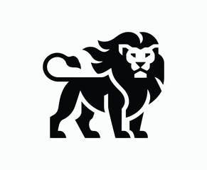 Obraz premium Wild majestic lion silhouette EPS vector animal illustration template on a white background