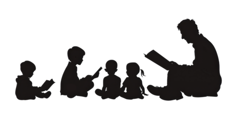 A man reads to a group of children