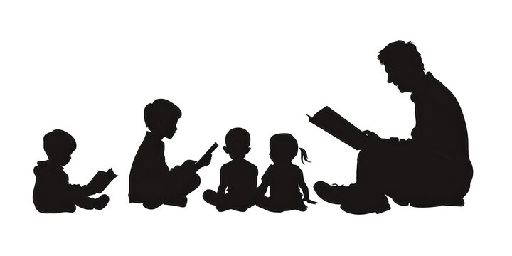 A man reads to a group of children