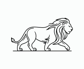 Wild majestic lion silhouette EPS vector animal illustration template on a white background