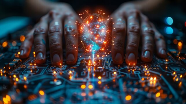 The potency of neural networks is highlighted in this breathtaking holographic visualization of the brain, embodying the future of artificial intelligence.