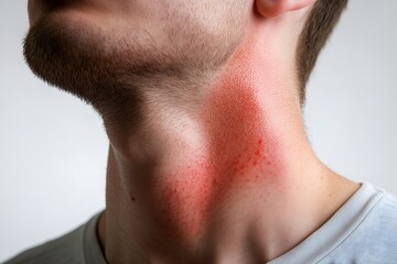 Obraz premium Red and Irritated Neck with Rash and Bumps Close-Up