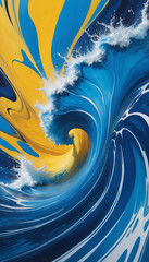 Obraz premium Blue and Yellow Wave Abstract Art