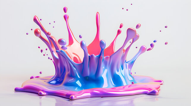 Red, orange, and blue paint splashes colliding in abstract art, vibrant fluid motion creating a dynamic colorful background for bold graphic design and digital creativity