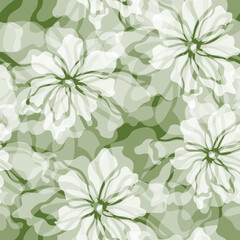 Transparent botanical garden.  Skeleton flowers inspirited pattern for jacquard, burnout fashion textile