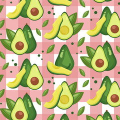 Seamless pattern. Avocados in cartoon style isolated on background. Spain country symbol stock vector illustration