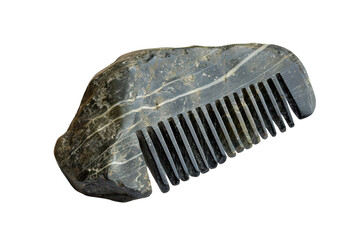 A unique stone comb rests on a light surface showcasing its natural texture and design, perfect for top-tier grooming tools.